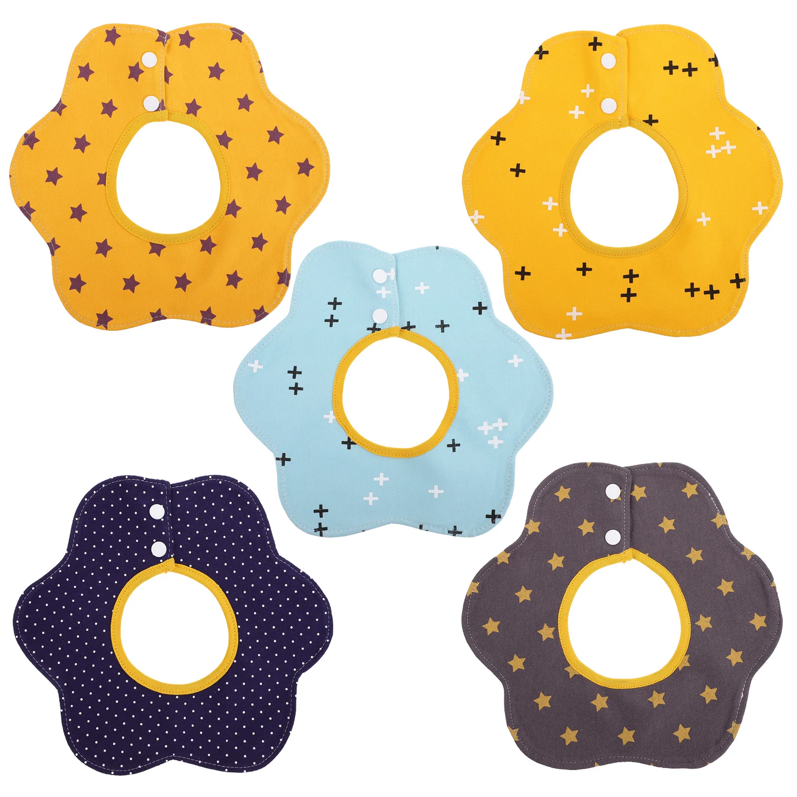 

5Pcs Baby Drool Bibs Cotton Waterproof Saliva Bibs for Newborn Toddler 360 Degree Coverage Dining Bib for Infants