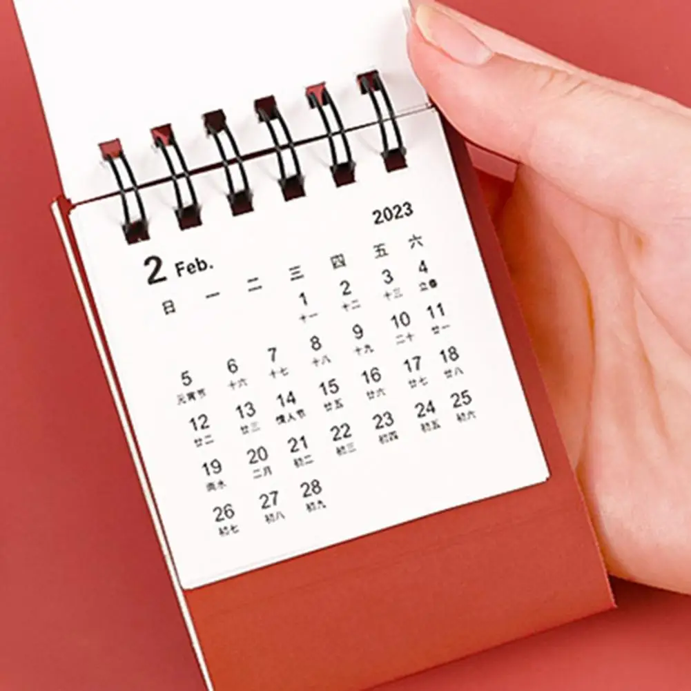 Mini Calendar Printing Inspirational Text Delicate Pattern Daily Schedule 2023 Standing Flip Desktop Calendar for Office