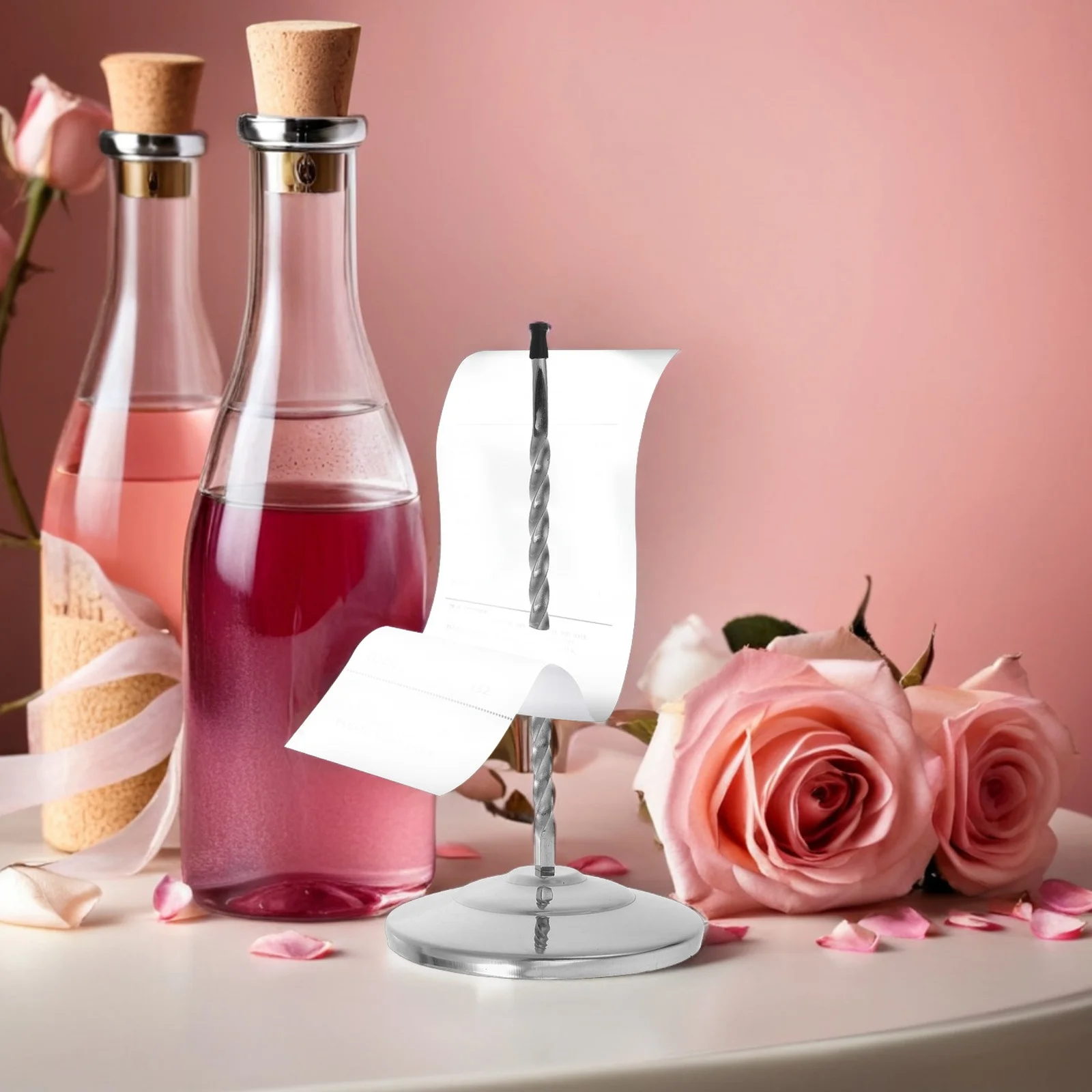 حامل فواتير من الفولاذ المقاوم للصدأ، قاعدة سبايك شديدة التحمل، منظم إيصالات ثابت لمطعم المطبخ والمكتب