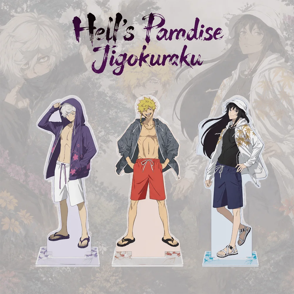 Hell's Paradise Gabimaru 15cm Acrylic Stand Keychain Summer Beach Hoodie Flip Flops Desk Display Ornament Fan Merch Gift Toy