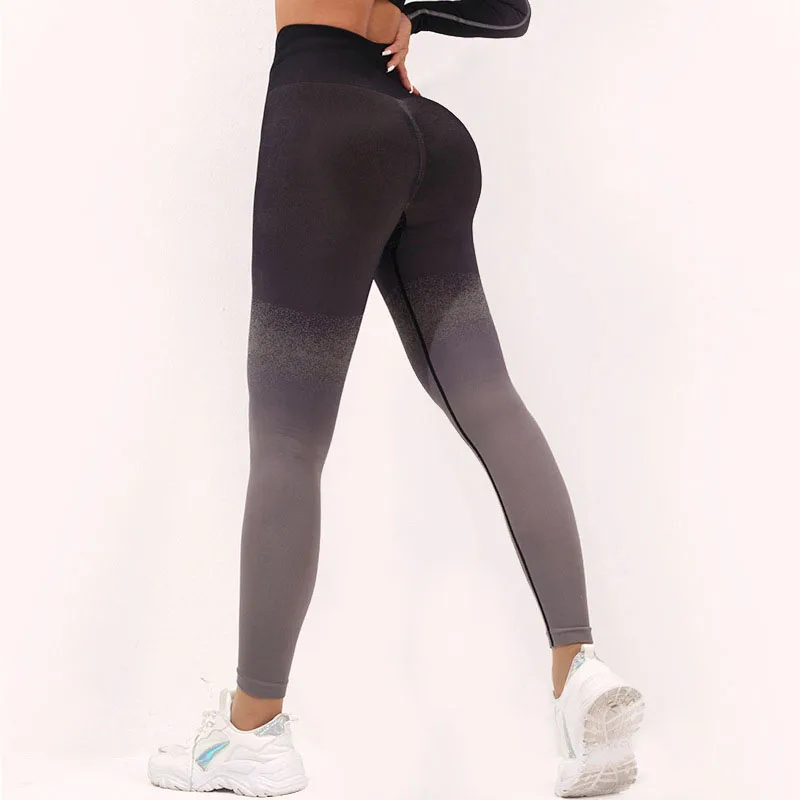 TRY TO BN Seamless Gradient Yoga Pants Fitness Tie Dye Sport Leggings Women Breathable Sweatpants High Waist Workout Gym Clothes