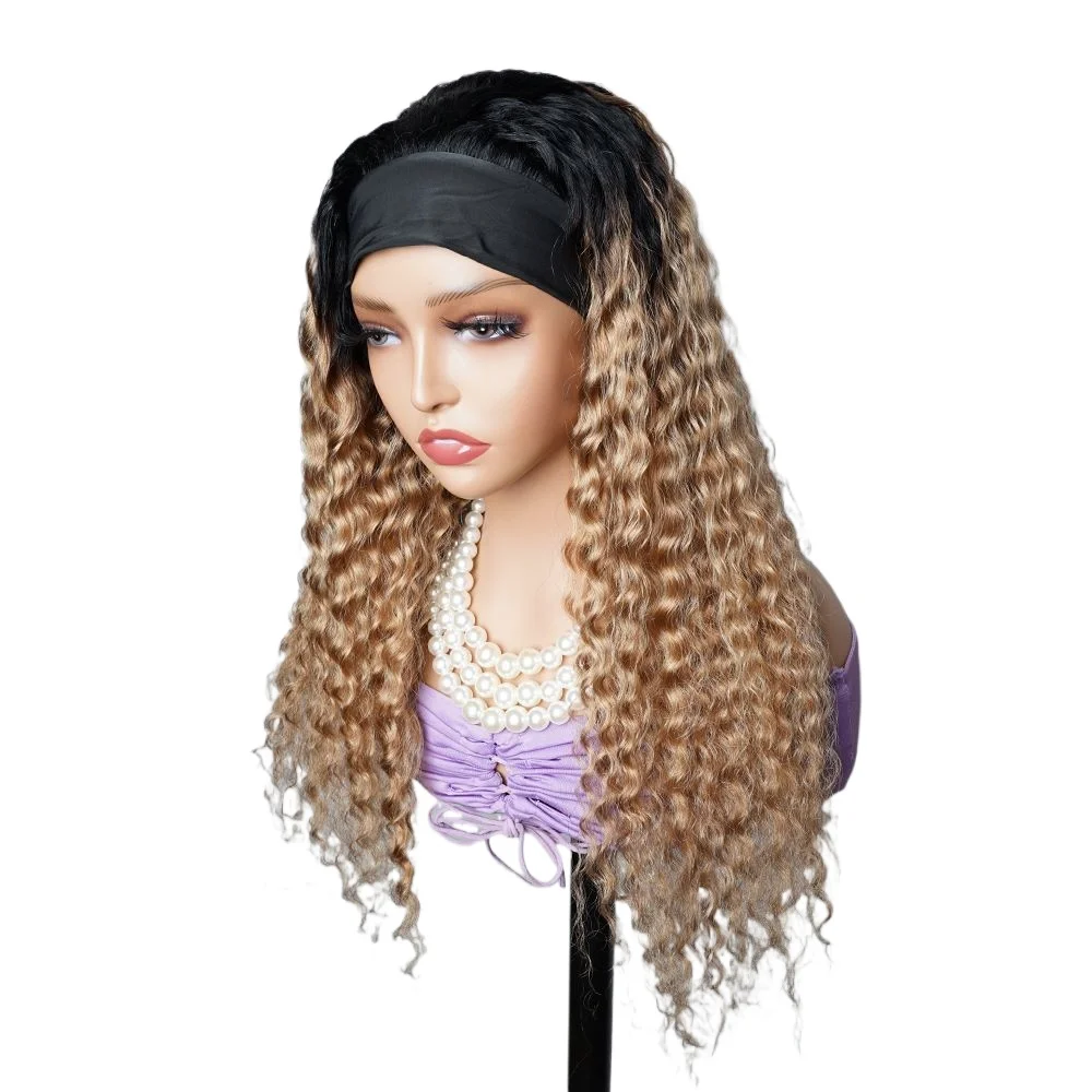 

1B27 Ombre Honey Blonde Glueless Deep Wave Headband Wig Human Hair Full Machine Made Brazilian Remy Wig For Women 150% Density
