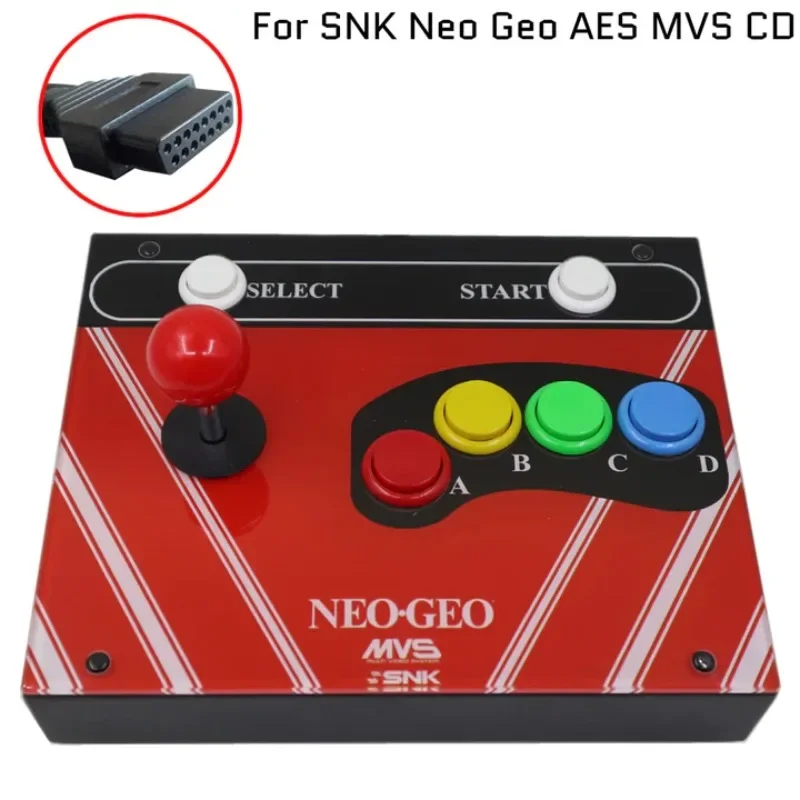 RAC-J600S-NEO 6-button 15 Pin Acrylic Arcade Joystick Controller with Cable for SNK NEO GEO AES MVS CD Art Panel Suitable for PC