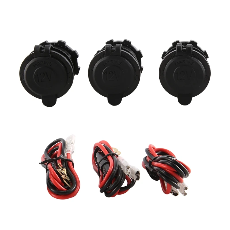 

3Pcs Car Cigarette- Lighter Socket Cigarette- Lighter Adapter 12V Power Waterproof Socket For Marine ATV RV Motorcycle