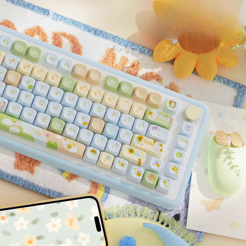 

Sunflower original keycap pbt five-sided hot sublimation class moa highly cute fit mechanical keyboard