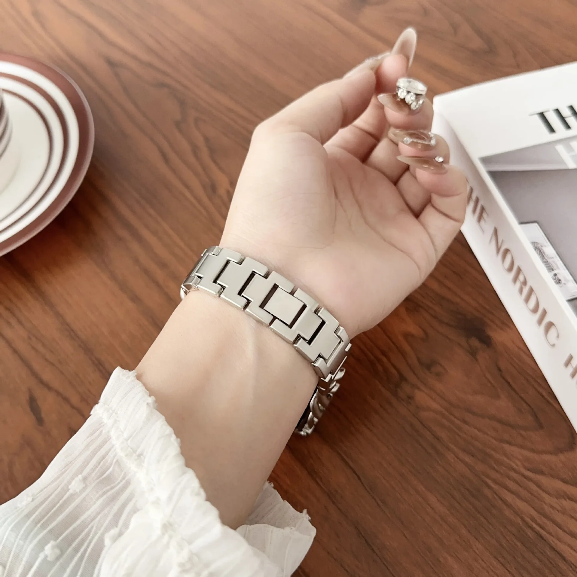 Cuban Link Strap for Samsung Galaxy Fit 3 Stainless Steel Metal Band Men Women Bracelet For Samsung Watch Fit3 Chain Link Correa