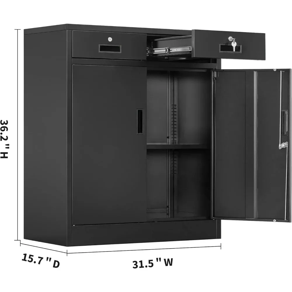 Armoire de rangement en métal, armoire de rangement verrouillable de 36 pouces H avec deux wers de proximité et étagère réglable, armoires en métal pour bureau, garage