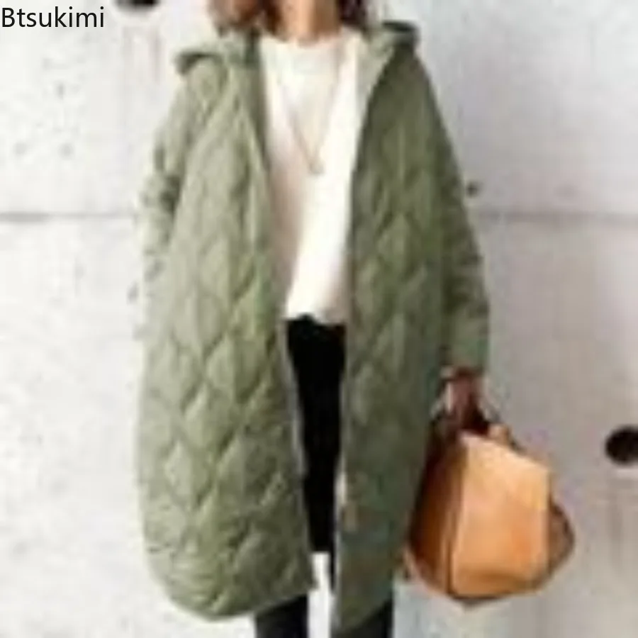 New 2025 Women's Winter Warm Oversize Long Parkas Hoodies Cotton Padded Jacket Vintage Fashoin Long Sleeve Coat Thick Overcoat
