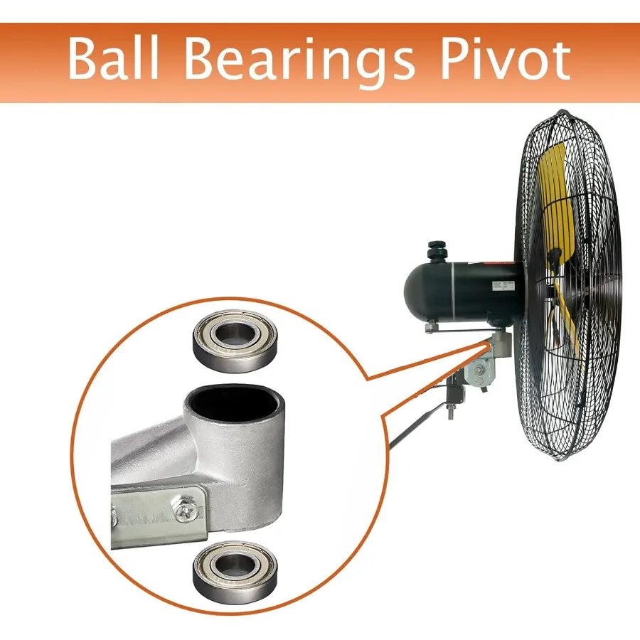 24 Oscillating Wall Fan 8900 CFM High Velocity Industrial Wall Mounted Heavy Duty Shop Fans with 3 Speed Settings 80 Oscillatio