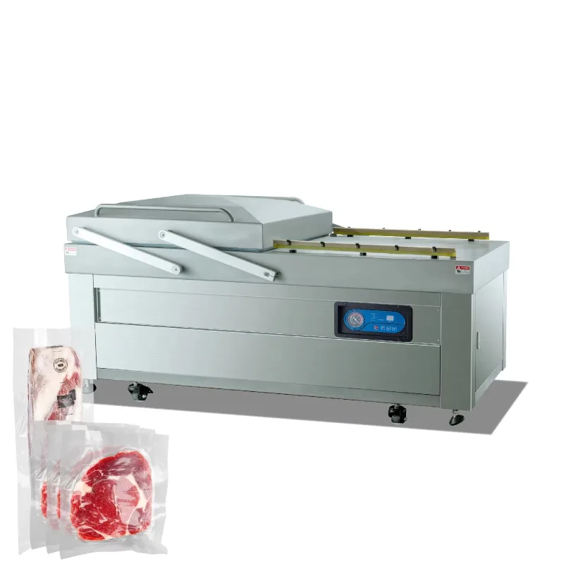 Industrial 850mm Double Chamber Vacuum Packer for Meat Seafood Food Processing Plant High Speed Custom