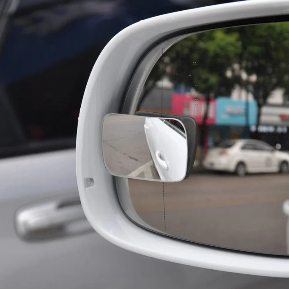 2pc Adjustable Car Blind Spot Glass Mirror 360 Degree Side Wide Angle Rear View Small Frameless Round Mirror Auto Safety Driving