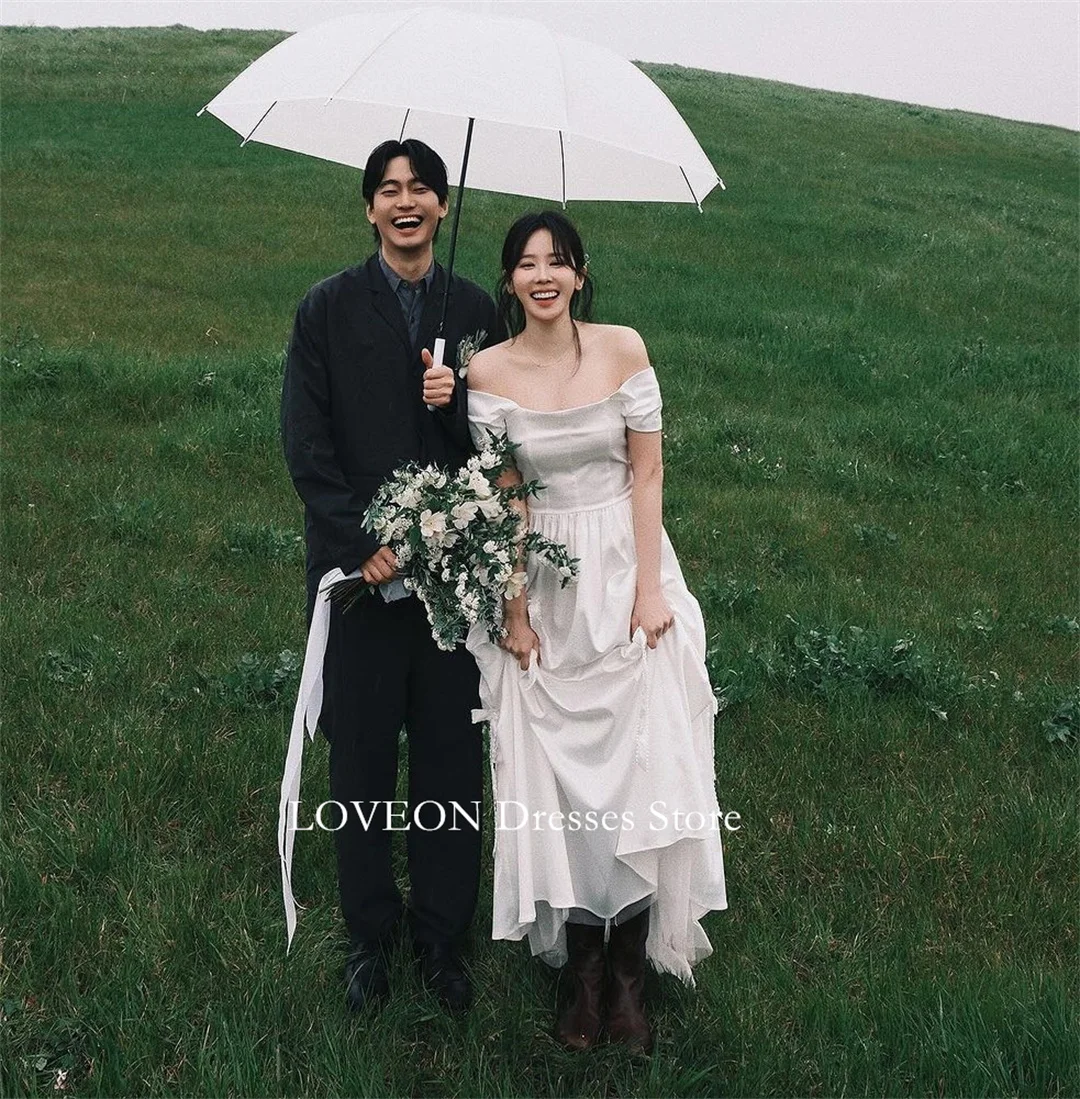 

GIOIO Sexy Off Shoulder Korea Garden Simple Wedding Dresses Corset Princess 프롬드레스 Satin Long Bride Gowns Party Women Bride