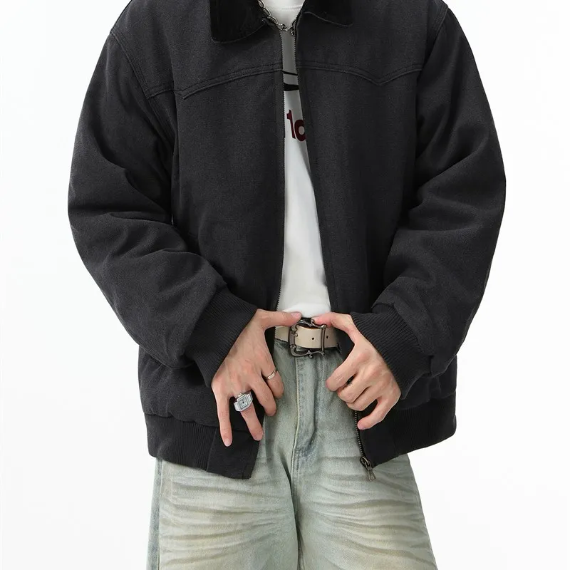 

Waed Canvas Cotton Jaet Thiened Men's Winter American Vintage Patchwork Detroit Workwear Jaet Cotton Coat