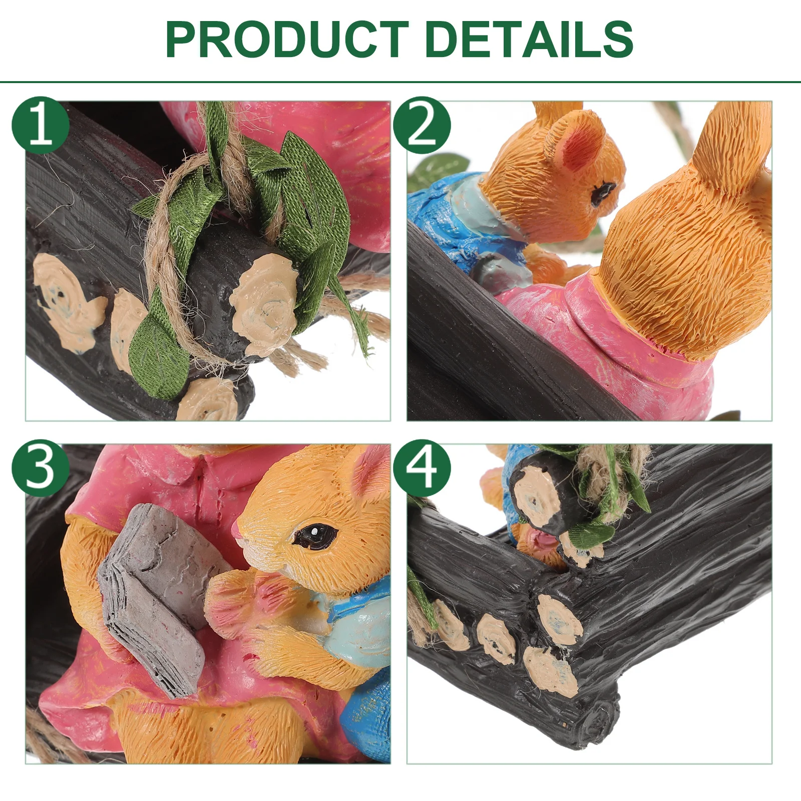 

Swing Rabbit Garden Statue Resin Hanging Decoration for Outdoor Tree Yard Park Landscape Reading Rabbit Pendant Creative Animal