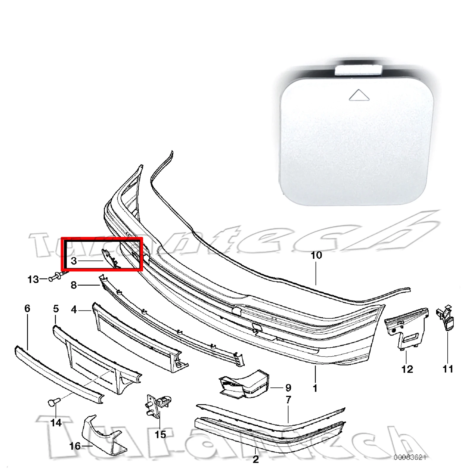Front Tow Cover Fit 95-01 BMW 7 series E38 728i 730i 735i 735iL 740i 740iL 750i 750iL Hook Eye Towing Cap