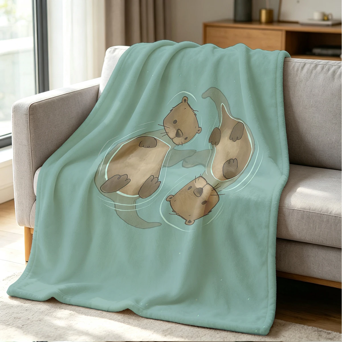 Otter Float Blanket Soft Cozy Throw for Sofa Bed Festive Holiday Decor Gift for Kids and Adults,Lightweight and Warm
