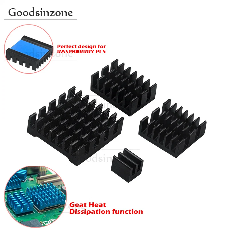 

Raspberry Pi 5 Aluminum Heatsink Kit (4Pieces/lot) with Thermal Conductive Adhesive Tape for Cooling Cooler Raspberry Pi 5