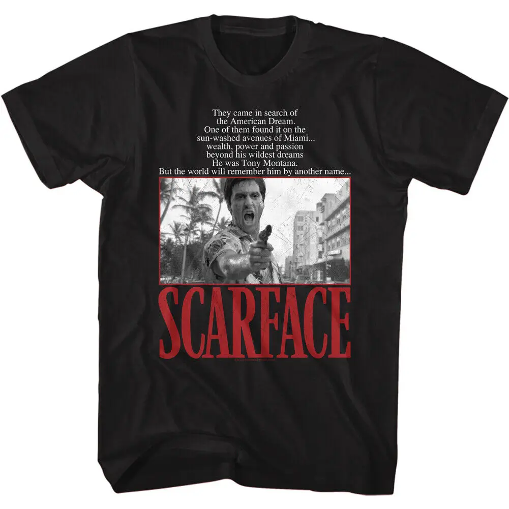 Scarface Movie Mens T- Shirt American Dream Quote Black Cotton New