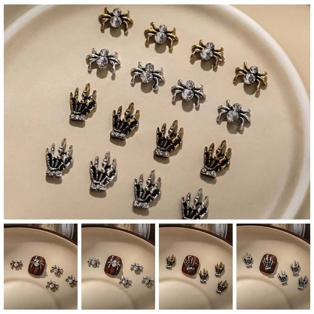 5Pcs/set Nail Supplies Halloween Spider Nail Decorations Halloween Nail Art Charms Halloween Metal Nail Accessories