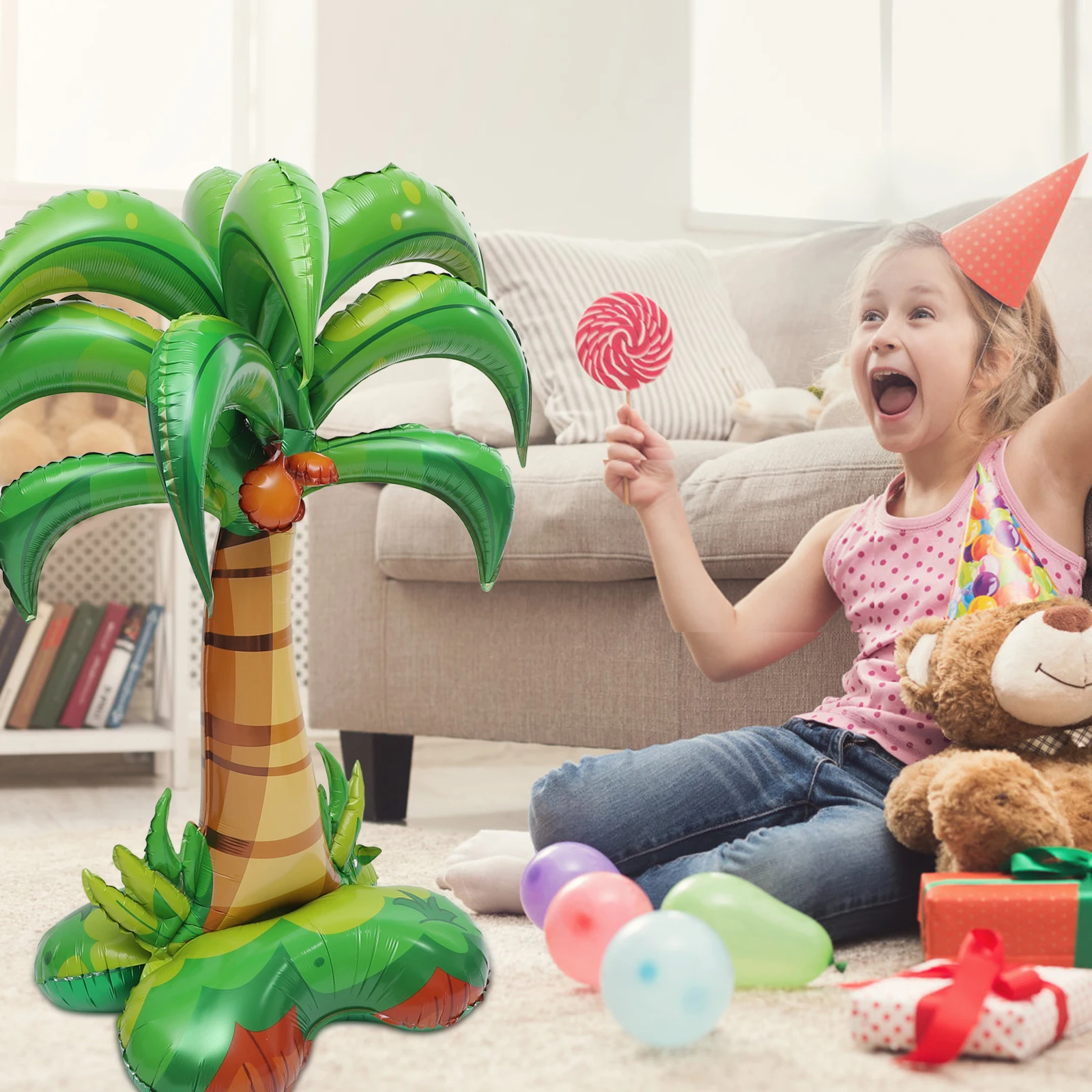 

Three-dimensional Coconut Tree Balloon Tropical Party Balloons Decor Palm Leaf Luau Decorations Small Foil Beach