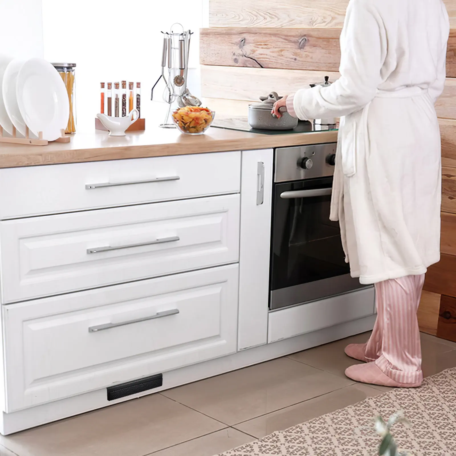 Cabinet Foot Pull Handle Metal Kitchen Trash Drawer Pedal Opener Hidden Foot Kick Pull Under Cabinet Door Drawer Handle