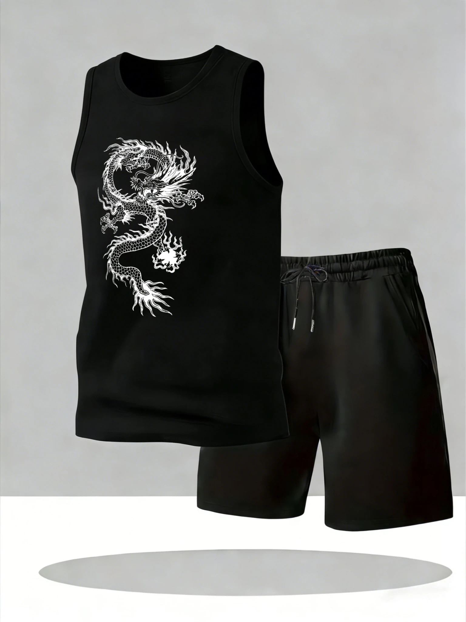 

Men's Sets 2026 Summer Quick Drying Tank Top Suit Man Breathable Sports Oversize Crewneck Beach Clothing Set Running