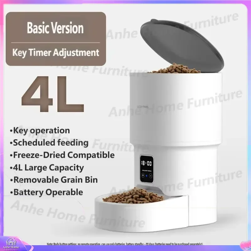 4L Smart Pet Feeder WiFi Automatic Dog and Cat Feeder with Precise Timing Scheduled Feeding Waterproof Charging Function