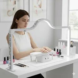 80cm Nail Table Lamp 48W LED Half Moon Nail Light Sauqre Shape Fill Light for Manicure Lash Photography Puzzle Crafting