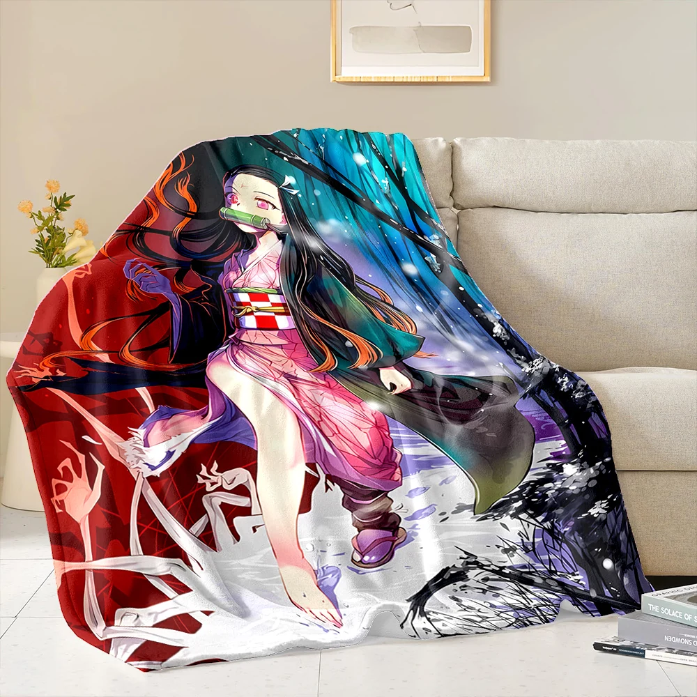 Japan K-Kamado Nezuk0 Demon S-Slayer Flannel Blanket for Bed Bedroom Sofa Picnic Throw Blanket for Cover Outdoor Leisure NapGift