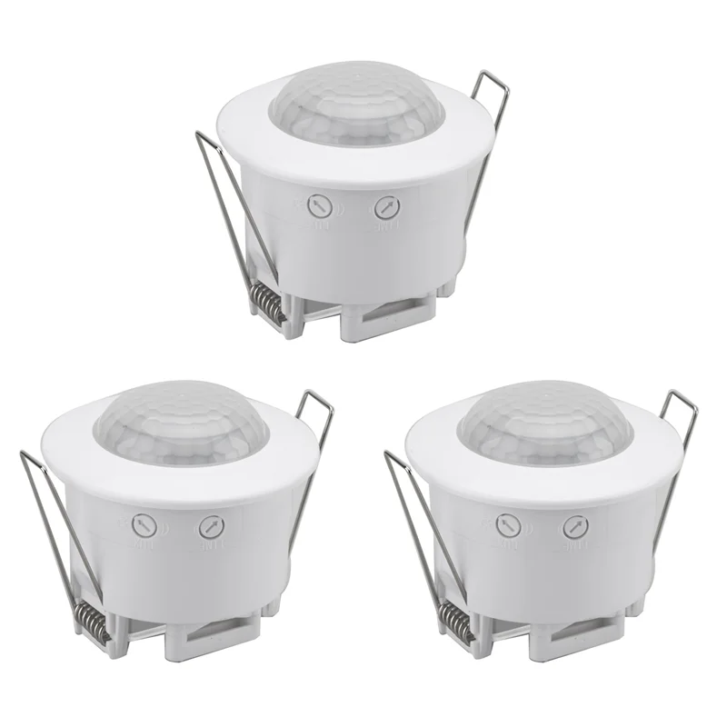 

A37T-3X Ceiling Recessed PIR Motion Sensor Infrared Adjustable Detector For Corridor Warehouse Stairs Porch Lamp Switch