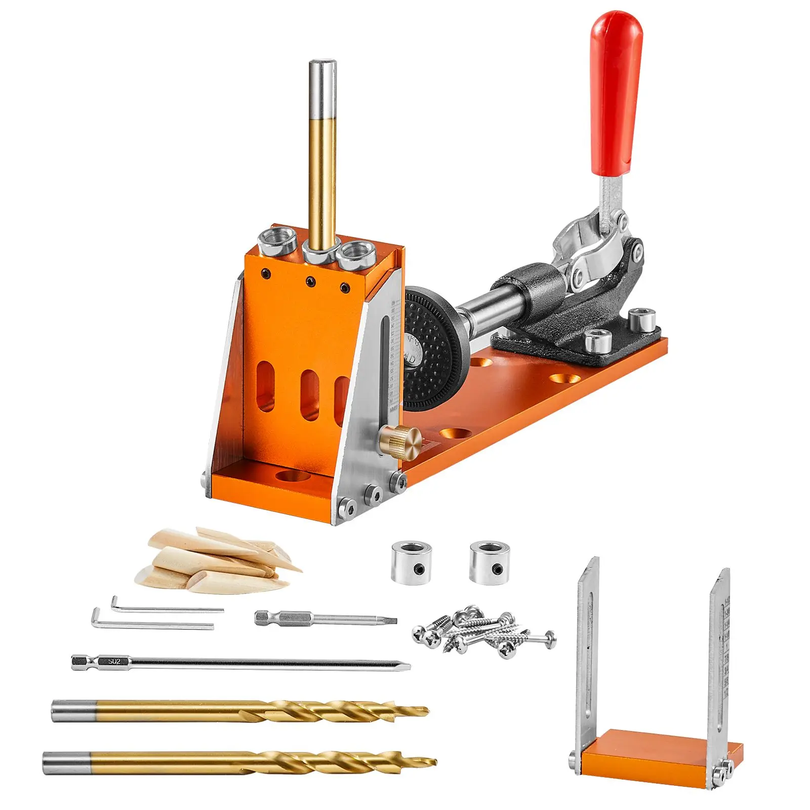 30 Pcs Pocket Hole Jig Kit, Adjustable & Easy to Use System with Step Drills, Stop Rings, Wrenches, and Square Drive Bits, Dual