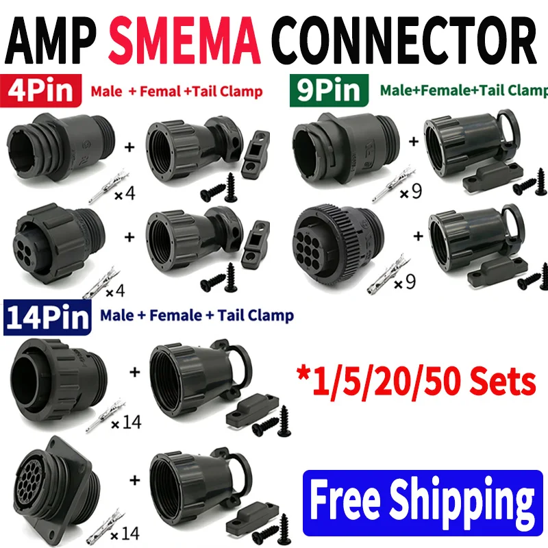 

1/5/20/50 Sets 4P/9P/14Pin AMP/TE Type SMEMA Aviation Connector Auto Sensor Plug & Socket SMT Equipment Signal Connector 206043