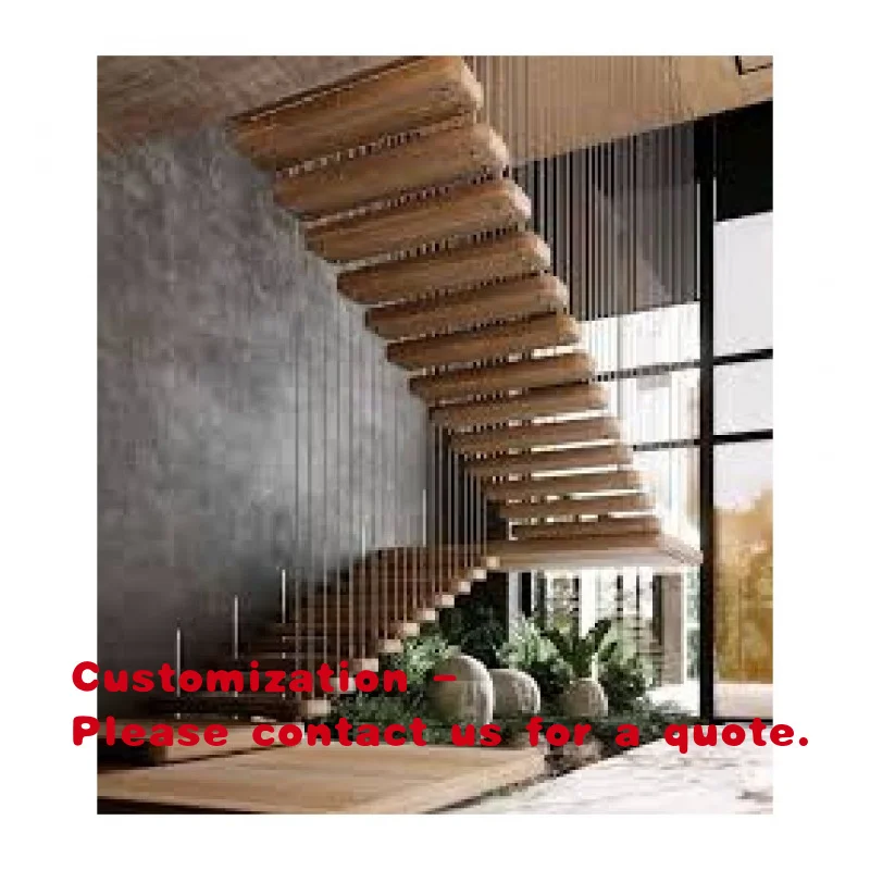 

Плавающая лестница на заказ: новейший дизайн, лестница с перилами из нержавеющей стали, современные деревянные ступени