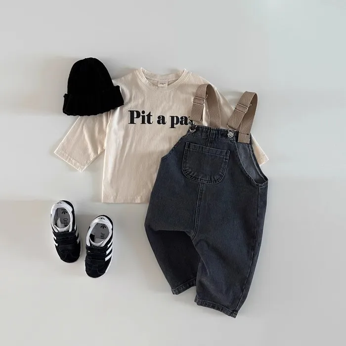 2025 Autumn New Children Long Sleeve T Shirts Boys Girls Letter Print Casual Tops Kids Versatile Bottoming Shirts Baby Clothes