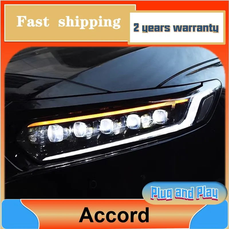 Car Styling for Honda Accord Headlight 2018-2019 Accord Headlight DRL Turn Signal Low High Beam Projector Lens