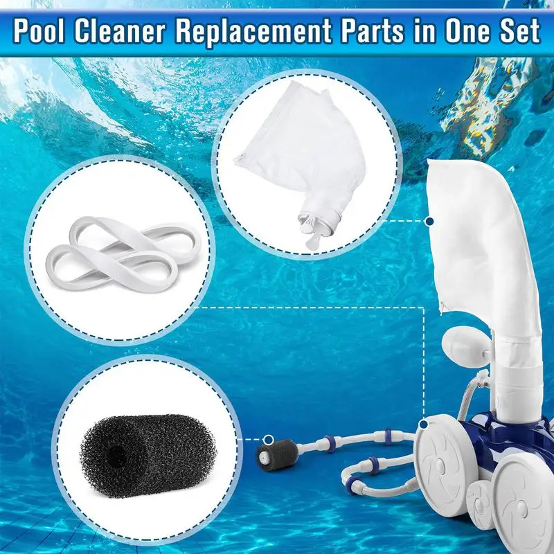 

Pool Cleaning Accessories Portable Pool Cleaner Accessories 2pcs 280 Filter Bags 6pcs Sweep Hose Tail Scrubbers 3pcs Pool