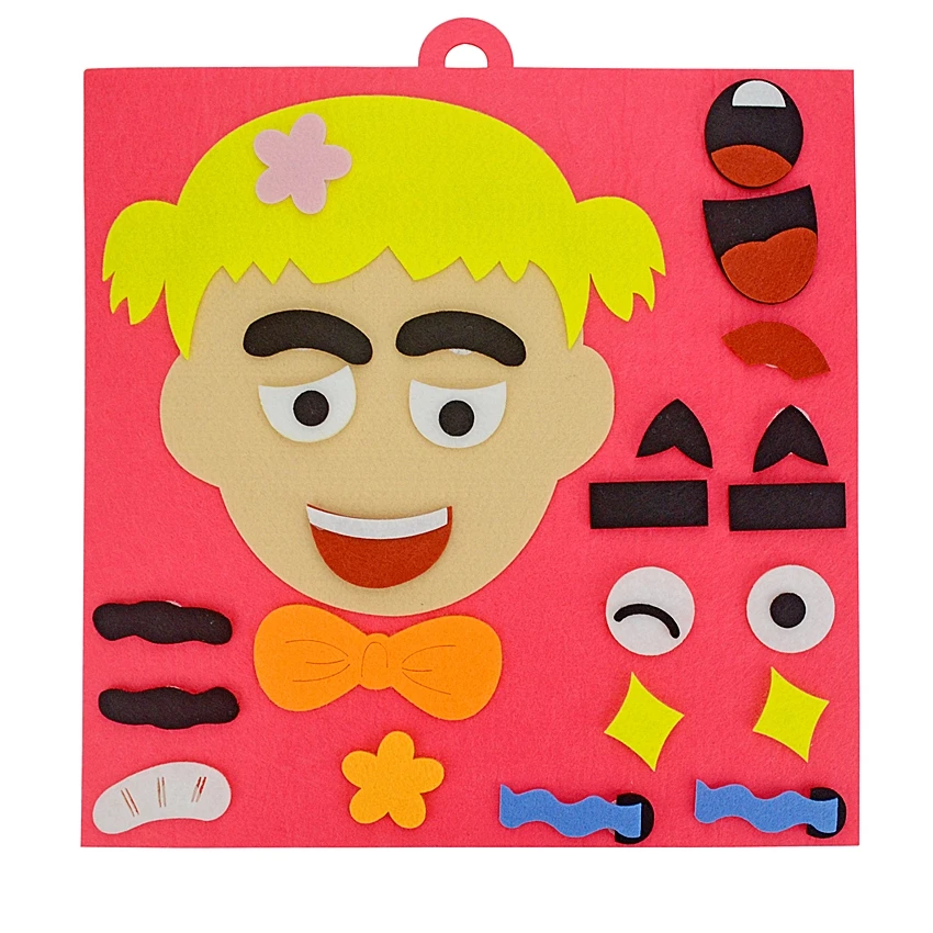 몬테소리 표현 감정 변화 게임 DIY 펠트 패브릭 공예 키트, 조기 교육 유치원 교육 완구