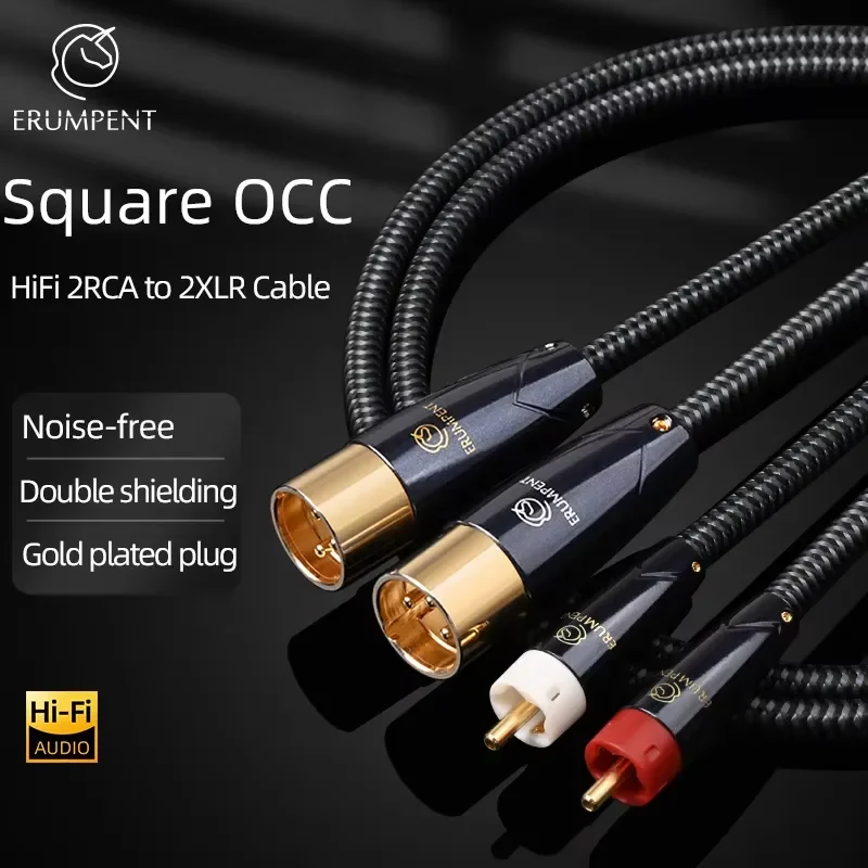 ERUMPENT HiFi RCA to XLR Balanced Male/Female Plug Audio Cable 2RCA Male Jack Shileded for Amplifier Mixer Speakers