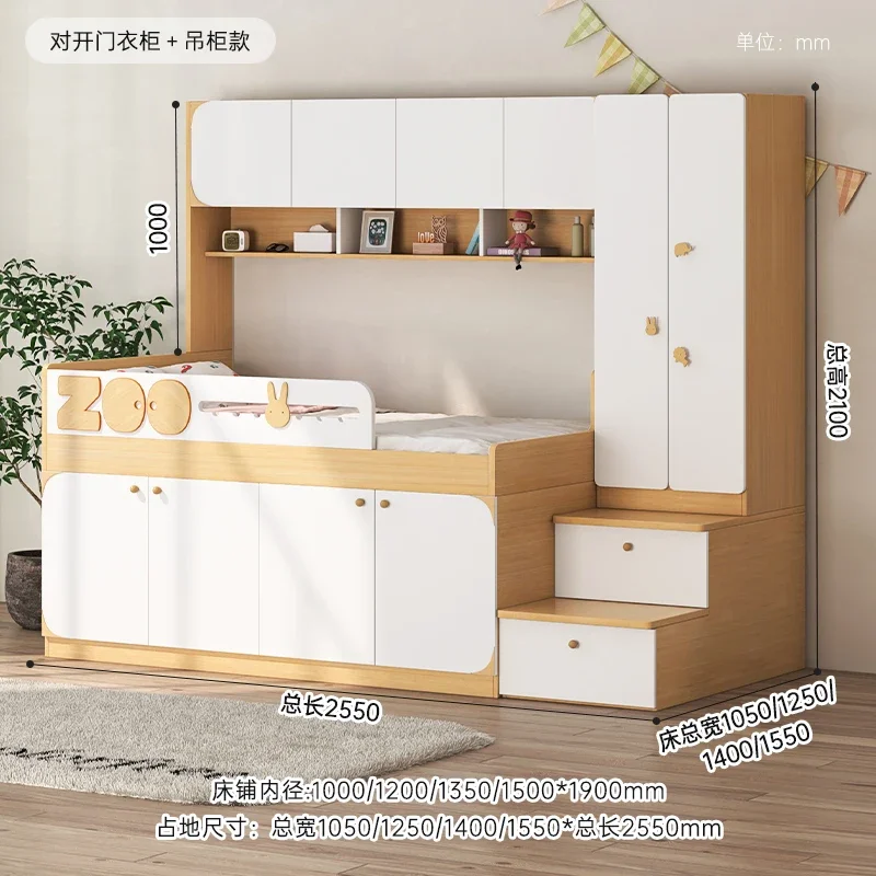 Renkli içermeyen çocuk yarım yükseklikte yatak tatami masası gardırop entegre küçük apartman odası yatak masanın altında tek kişilik yatak