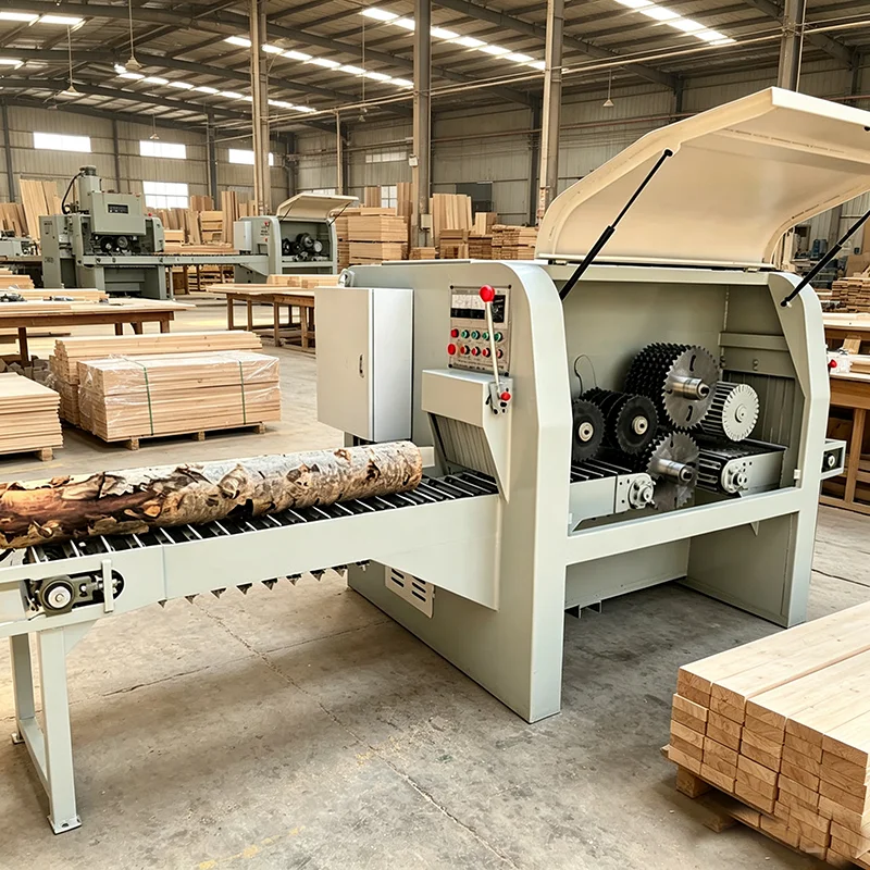 Industrial Log Multiple Blade Rip Saw Equipment Automatic Feeding Timber Slitting Machine for Woodworking Factory