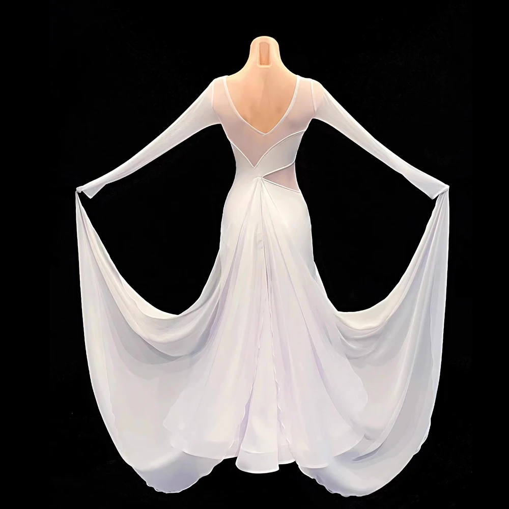 Customized 2023 New White Ballroom Dance Dress Women Performance Evening Waltz Dancing Clothes Tango Modern Party Costumes