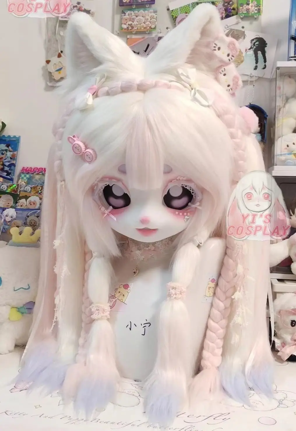 Yis تأثيري مخصص Fursuit كيمونو رئيس مخصص فروي رئيس Kigurumi رئيس تأثيري كيمونو Fursuit اليدوية سماعات الوحش