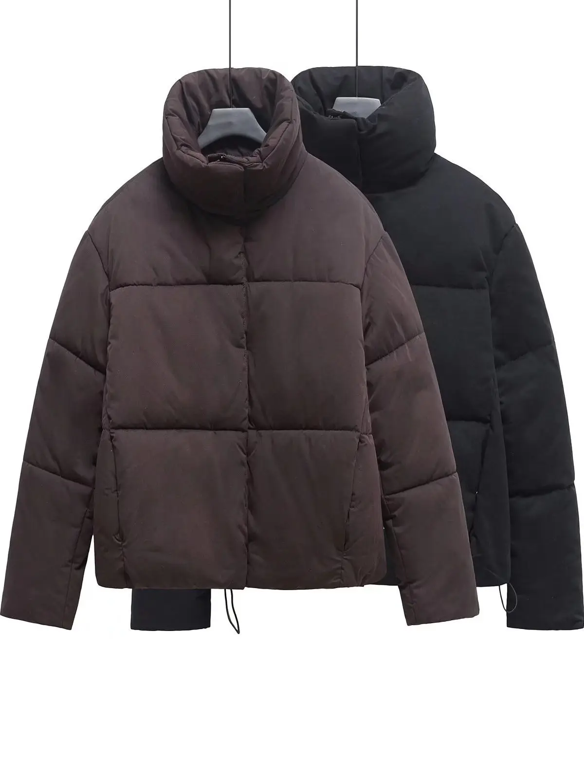 

Thiened ort down Cotton Jaet Women's Winter Warm Stand Collar Windproof Brown Duling Floing Cotton Coat for Commuting