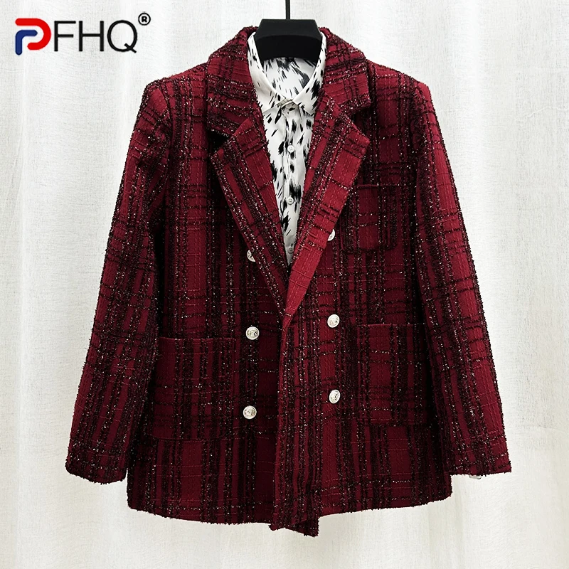 

PFHQ Fashion Double Breasted Suit Jackets For Men's Korean Version Trendy Handsome Small Fragrant Delicacy Blazer Spring 21Z4045