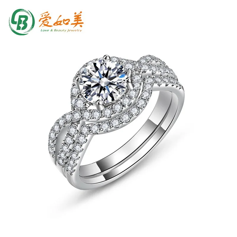 

Round Moissanite Two-piece Ring Set, Women's 18K Gold PT950 Platinum Silver Plated 7-layer Gold Set, Elegant Layered Ring