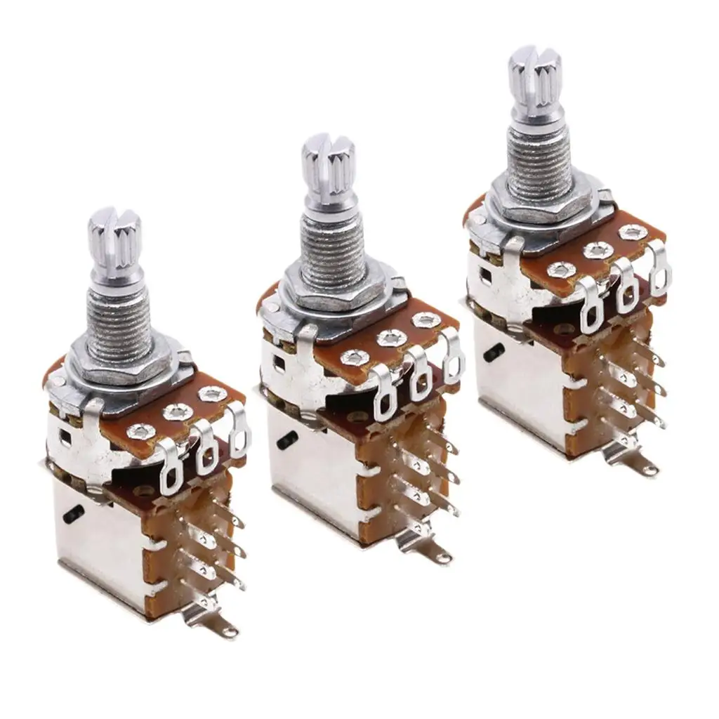 Guitar and Bass Potentiometer A500K Push Pull Metal Split Shaft Volume Tone Switch for Control Cavity Fit