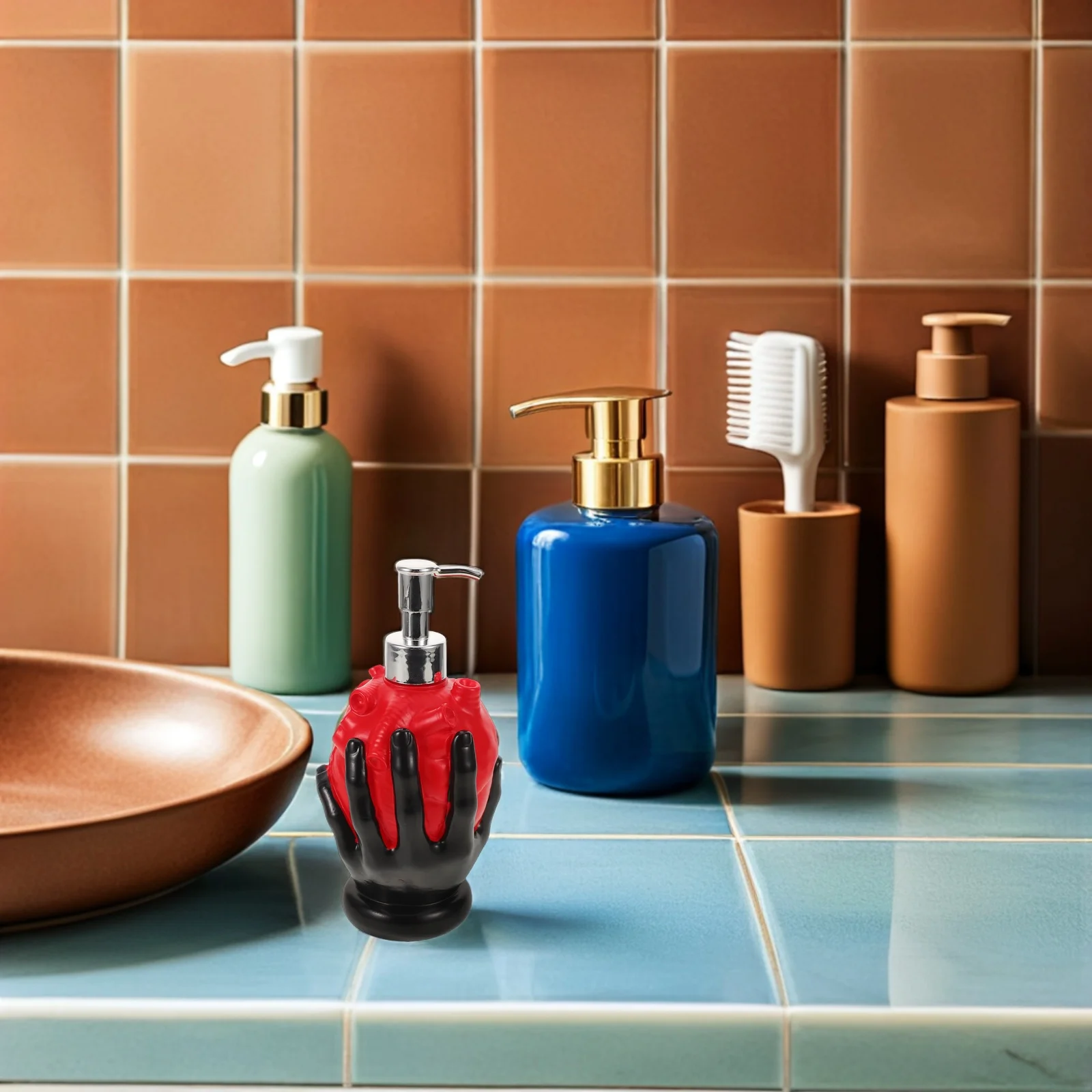 

Heart Shaped Soap Dispenser Gothic Anatomical Hand Pump Bottle For Bathroom Kitchen Sink Halloween Horror Decor Liquid Soap