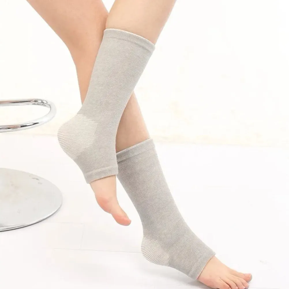 

1Pair Sport Ankles Support Compression Sleeves Grey Knitted Elastic Breathable Stable Protection for Basketball Football Running