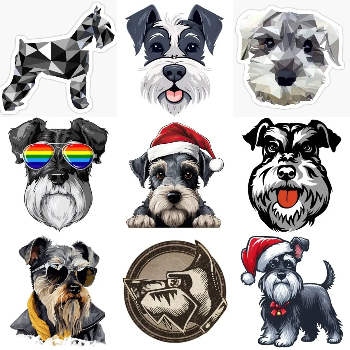 Schnauzer Dog Cute Creative Waterproof Sticker for Camper Truck Car Off-road Window Bumper Bicycle Wall Room Table Motorcycle