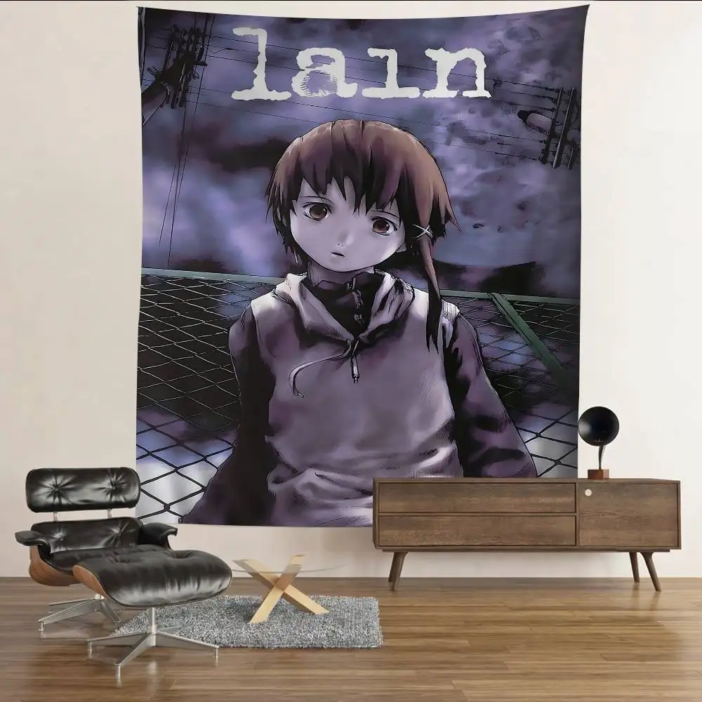 Tapiz Colgante de Anime Serial Experiments Lain, Tapiz Bohemio, Tapiz de Pared Hippie con Diseño de Tarot, Tapiz Japonés para Dormitorio